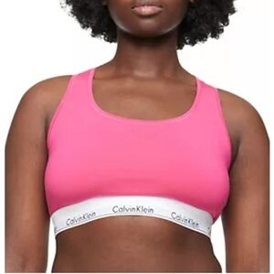 Calvin Klein Plus Modern Cotton Unlined Bralette Party Pink QF5116 Sz 1X NWT